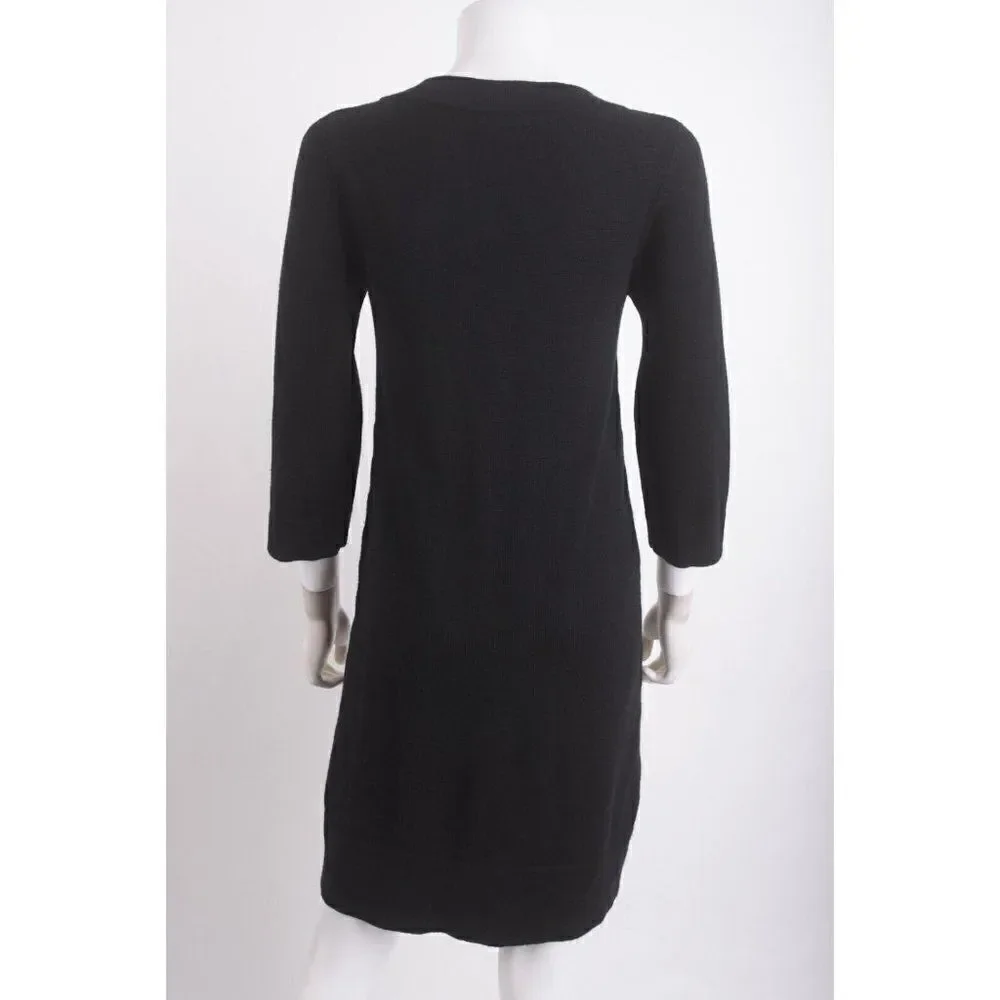 Boden Womens Knit Sweater Dress UK 10 US 6 Black 3/4 Sleeve scoop neck